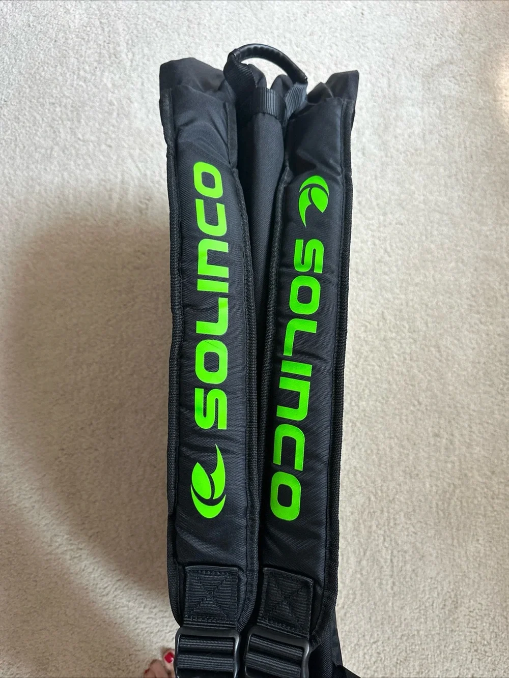Solinco Tour Team Black & Neon Green Tennis Racquet Backpack 6 Pack Bag